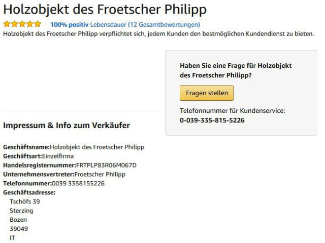 Kontaktinformationen Holzobjekt
