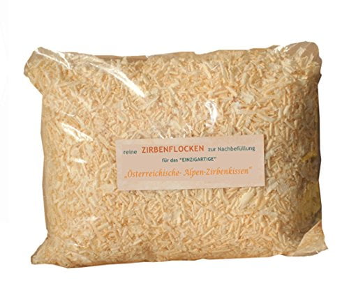 Hersteller-Set: Österreichisches ALPEN-ZIRBENKISSEN einzigartig - Größe 80 cm x 40 cm, inklusive 550g Zirbenflocken (zur Nachfüllung) - 2