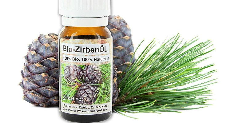 Flasche mit Zirbenöl