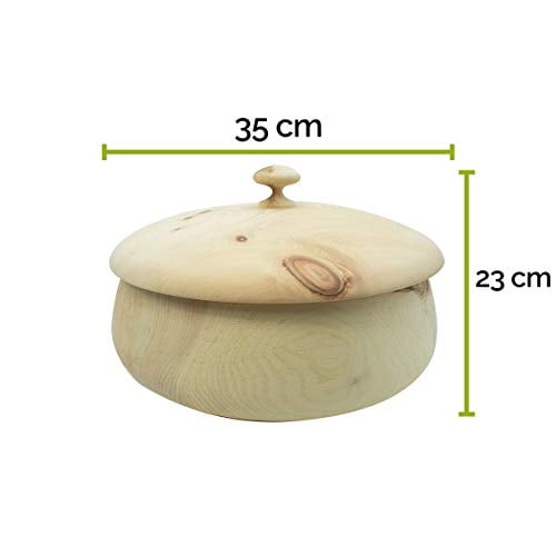 4betterdays.com NATURlich leben! Hochwertiger runder Brotkasten aus massivem Zirbenholz - Brotdose mit abnehmbarem Deckel - in verschiedenen Größen erhältlich 35x35x23 cm (LxBxH) - 2