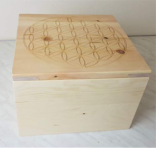Schreinerei Senega Brotkasten Zirbenholz, Zirbenholzbrotkasten klein mit Blume des Lebens, Handgemacht in Bayern - 2