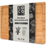 Loco Bird massives Bambus Schneidebrett mit Saftrille - 44,8x30x2 cm großes Holz-Brett für die Küche - XXL Tranchierbrett - Antibakterielles Holzbrett - 1